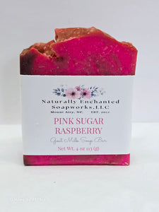 Pink Sugar Raspberry Scented Goat Milk Soap Bar Natural Artisan Soap Bar