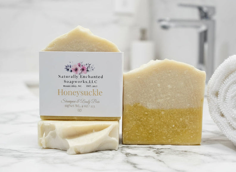 Honeysuckle Solid Shampoo Soap Bar Coconut Milk & Turmeric Shampoo Bar, Shampoo & Body Bar