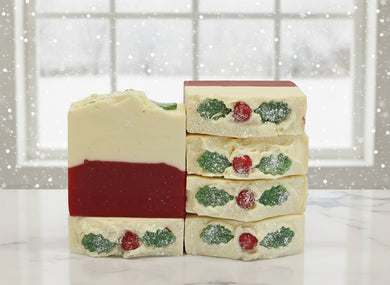 Christmas Scented Soap Bar, Winterberry Decorative Holiday Soap for gift giving, Stocking stuffer
