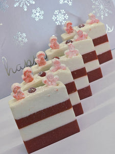 Candy Cane Scented Soap Bar, Decorative Holiday Soap for gift giving, Stocking stuffer