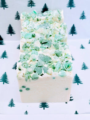 Christmas Scented Soap Bar, Peppermint + Pine Decorative Holiday Soap for gift giving, Stocking stuffer