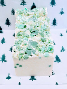 Christmas Scented Soap Bar, Peppermint + Pine Decorative Holiday Soap for gift giving, Stocking stuffer