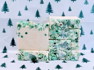 Christmas Scented Soap Bar, Peppermint + Pine Decorative Holiday Soap for gift giving, Stocking stuffer