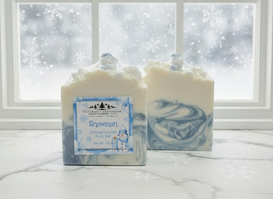 Snowman Soap Bar, Christmas theme Decorative Holiday Soap for gift giving, Stocking stuffer