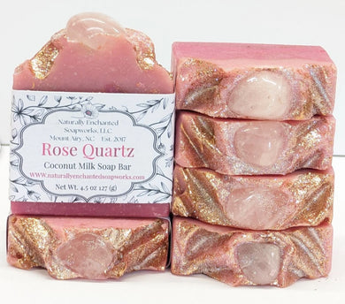 Rose Quartz soap, Handmade soap, Gemstone Artisan Soap, Pink Soap, Decorative Soap Bar, Pretty Soap, Soap Gift