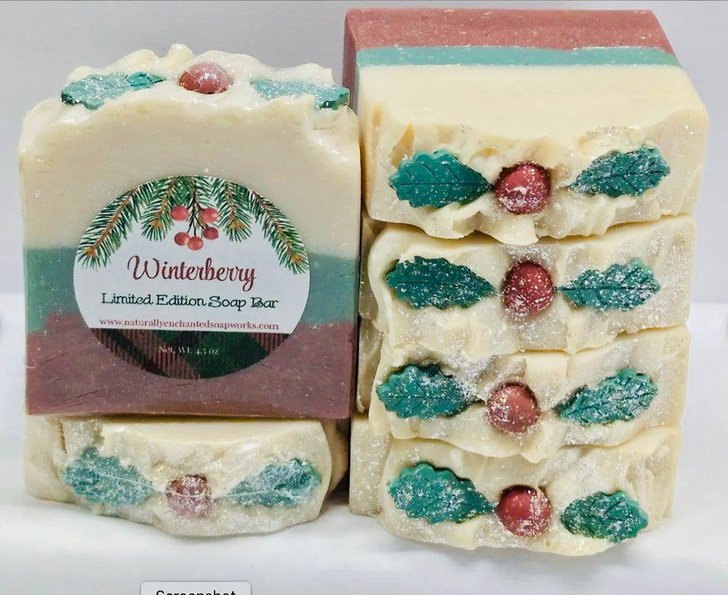 Christmas Scented Soap Bar, Winterberry Decorative Holiday Soap for gift giving, Stocking stuffer