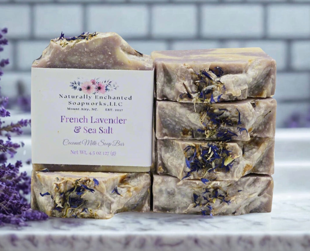 Lavender Soap Bar, Lavender, Coconut Milk & Sea Salt Natural handmade soap bar scented with essential oil