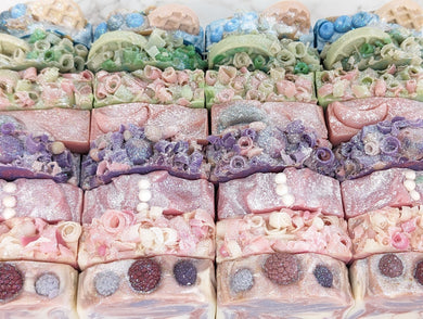 Decorative soap bars made with shimmering glitter tops Beautiful Handcrafted Artisan Soaps