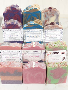 Decorative soap bars made with shimmering glitter tops Beautiful Handcrafted Artisan Soaps